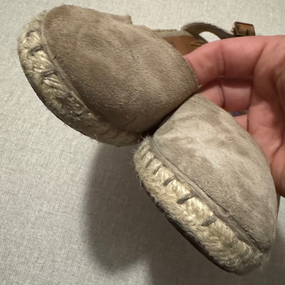 Verbenas Malena Leather Espadrille Wedge Sandal-Taupe-Sz 39-Ankle Strap-GUC - Picture 9 of 16